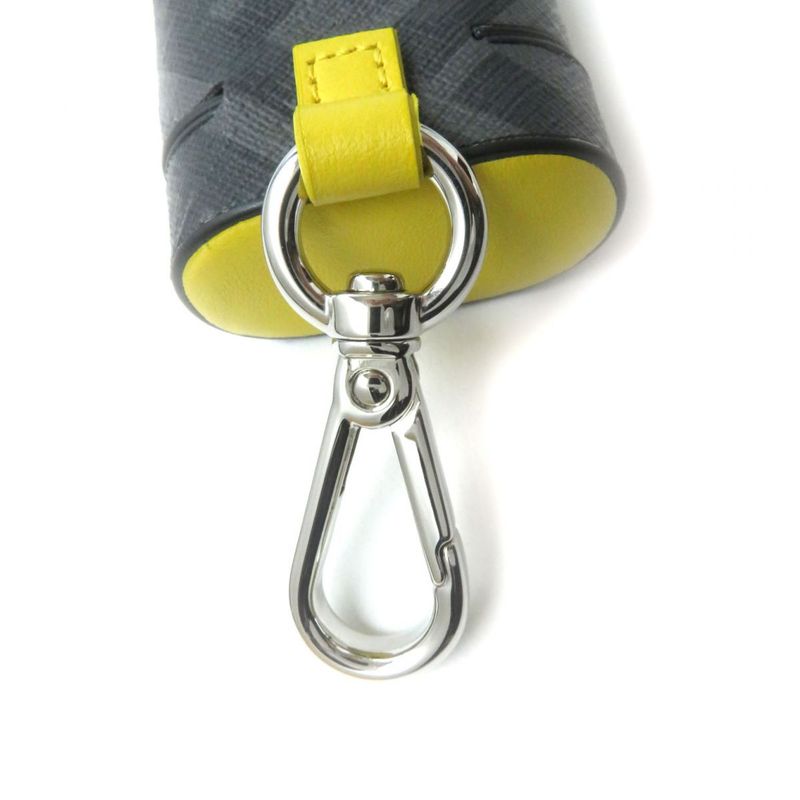 Fendi 7ar987 Zucca Allover Pattern Leather Airpods Case/earphone Case Black And