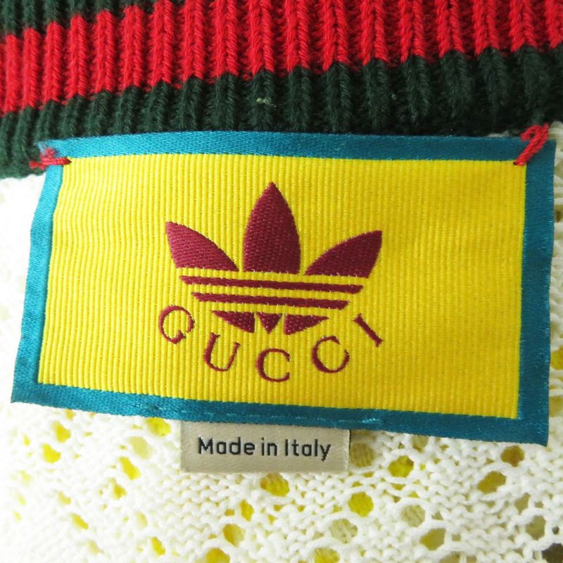 Hermes 22SS Gucci X Adidas 693831 Frilled Openwork Cache-coeur Knit Dress