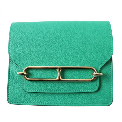 Hermes Lurie Slim Compact Wallet/wallet Evercolor Mint Gold Hardware