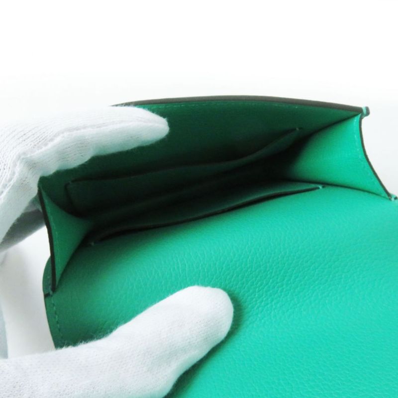 Hermes Lurie Slim Compact Wallet/wallet Evercolor Mint Gold Hardware