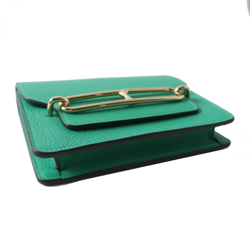 Hermes Lurie Slim Compact Wallet/wallet Evercolor Mint Gold Hardware