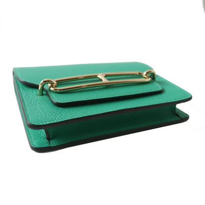 Hermes Lurie Slim Compact Wallet/wallet Evercolor Mint Gold Hardware
