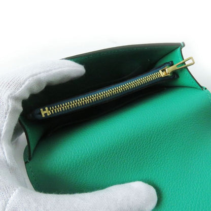 Hermes Lurie Slim Compact Wallet/wallet Evercolor Mint Gold Hardware