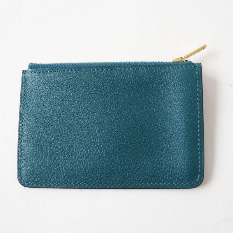 Hermes Lurie Slim Compact Wallet/wallet Evercolor Mint Gold Hardware