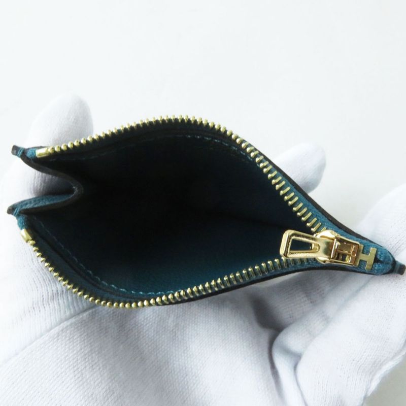 Hermes Lurie Slim Compact Wallet/wallet Evercolor Mint Gold Hardware