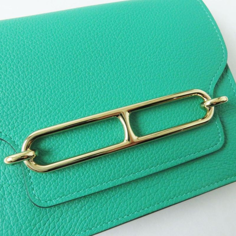 Hermes Lurie Slim Compact Wallet/wallet Evercolor Mint Gold Hardware