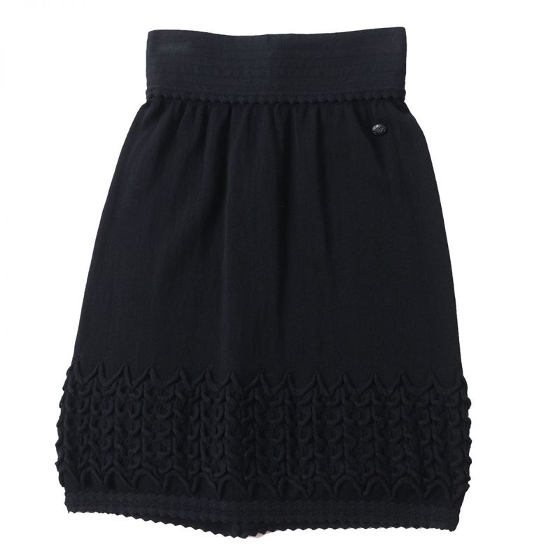Hermes French CHANEL P41981 Women's Knit Knee-length Skirt With Coco Mark