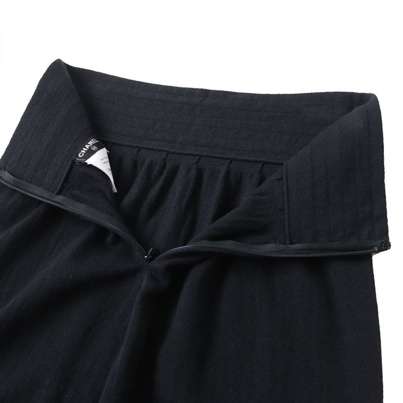 Hermes French CHANEL P41981 Women's Knit Knee-length Skirt With Coco Mark