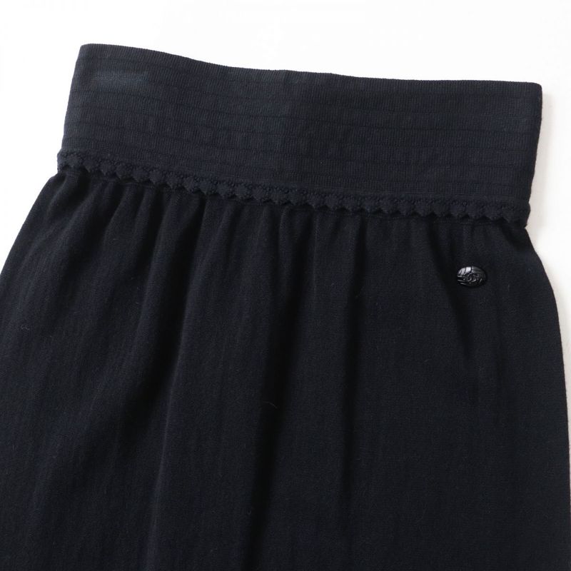 Hermes French CHANEL P41981 Women's Knit Knee-length Skirt With Coco Mark