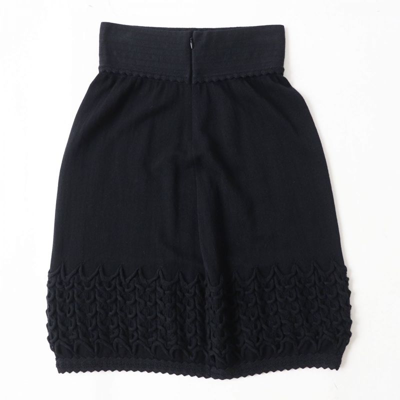 Hermes French CHANEL P41981 Women's Knit Knee-length Skirt With Coco Mark