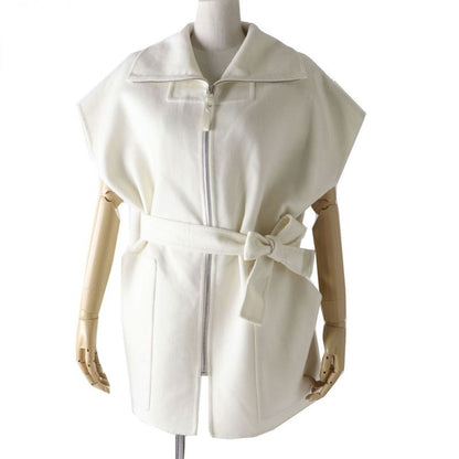 Hermes 22 Years Hermes 2h0132da With Belt 100% Cashmere Short Coat/vest/gile