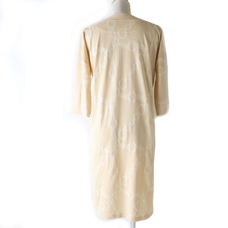 22 Hermes Knit Switch Design Boat Neck 7/4 Length Sleeve Long Dress