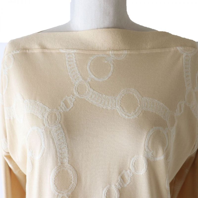 22 Hermes Knit Switch Design Boat Neck 7/4 Length Sleeve Long Dress