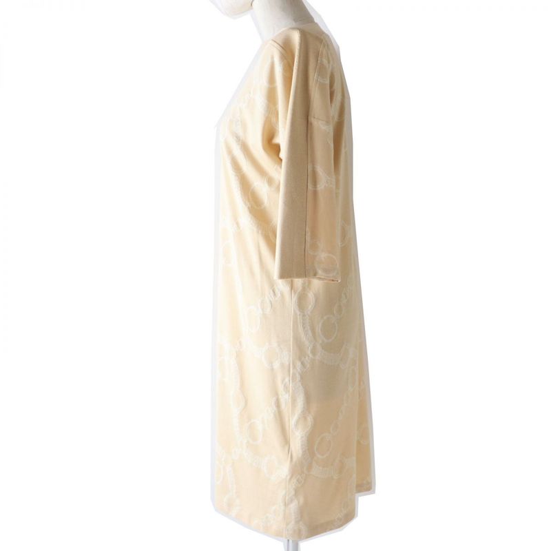 22 Hermes Knit Switch Design Boat Neck 7/4 Length Sleeve Long Dress