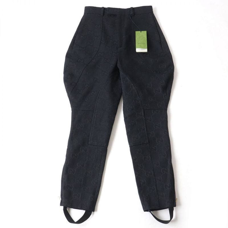 Gucci 22SS 682284 Ggmonogram Hem Zip Design Pants/bottoms Black 40