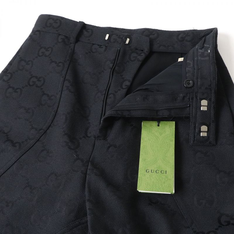 Gucci 22SS 682284 Ggmonogram Hem Zip Design Pants/bottoms Black 40