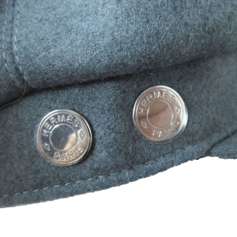 Hermes Deauville 100% Cashmere Cassock/hat With Serie Buttons Gray 58