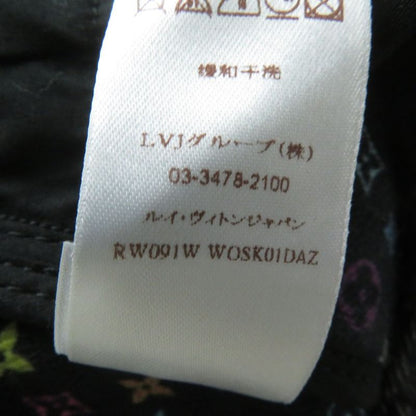 Louis Vuitton Monogram Multi Denim Skirt With Logo Button Black X Multi