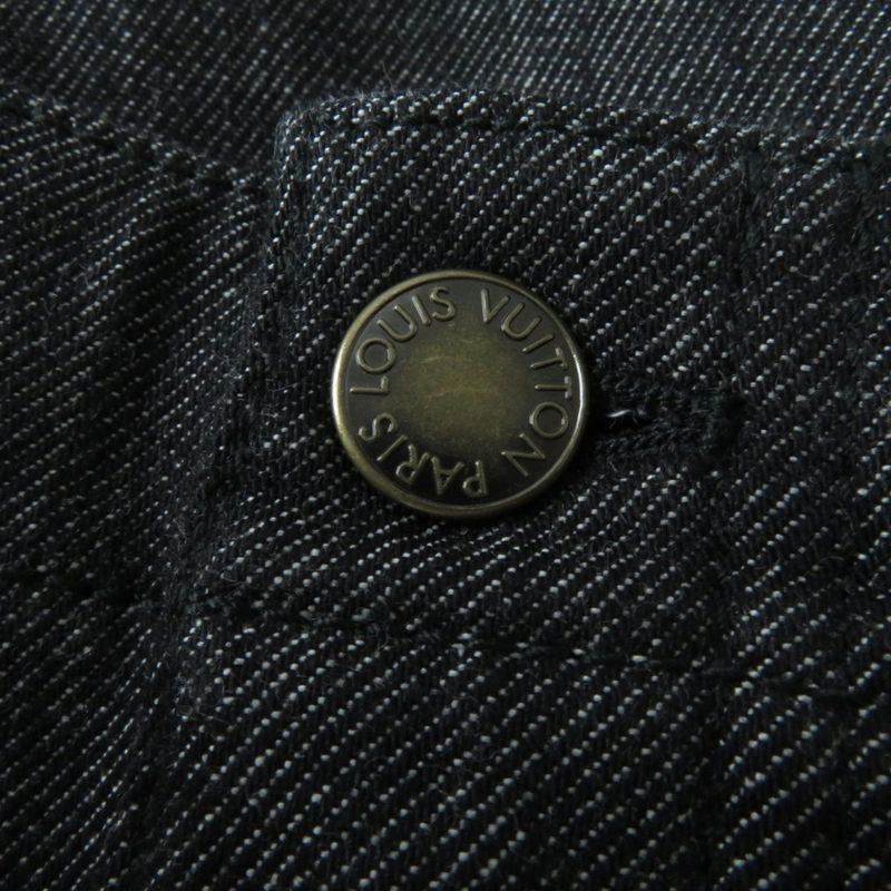 Louis Vuitton Monogram Multi Denim Skirt With Logo Button Black X Multi