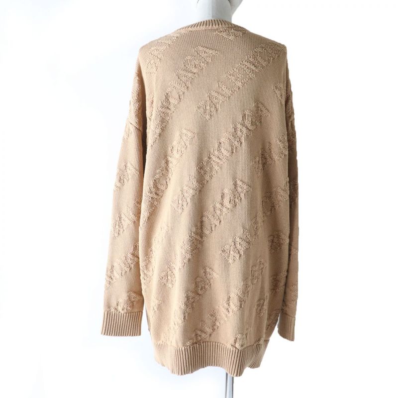 Balenciaga 20 Years 599886 Allover Logo Crew Neck Long Sleeve Knit Sweater/tops