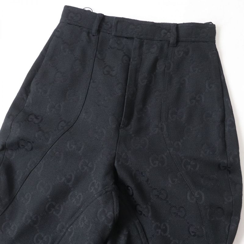 Gucci 22SS 682284 Ggmonogram Hem Zip Design Pants/bottoms Black 36