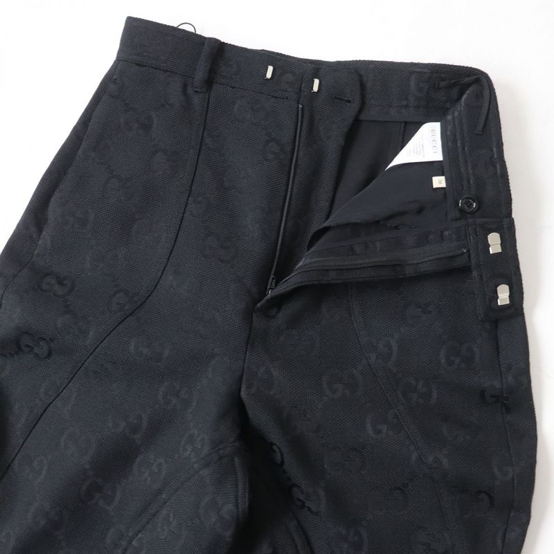 Gucci 22SS 682284 Ggmonogram Hem Zip Design Pants/bottoms Black 36