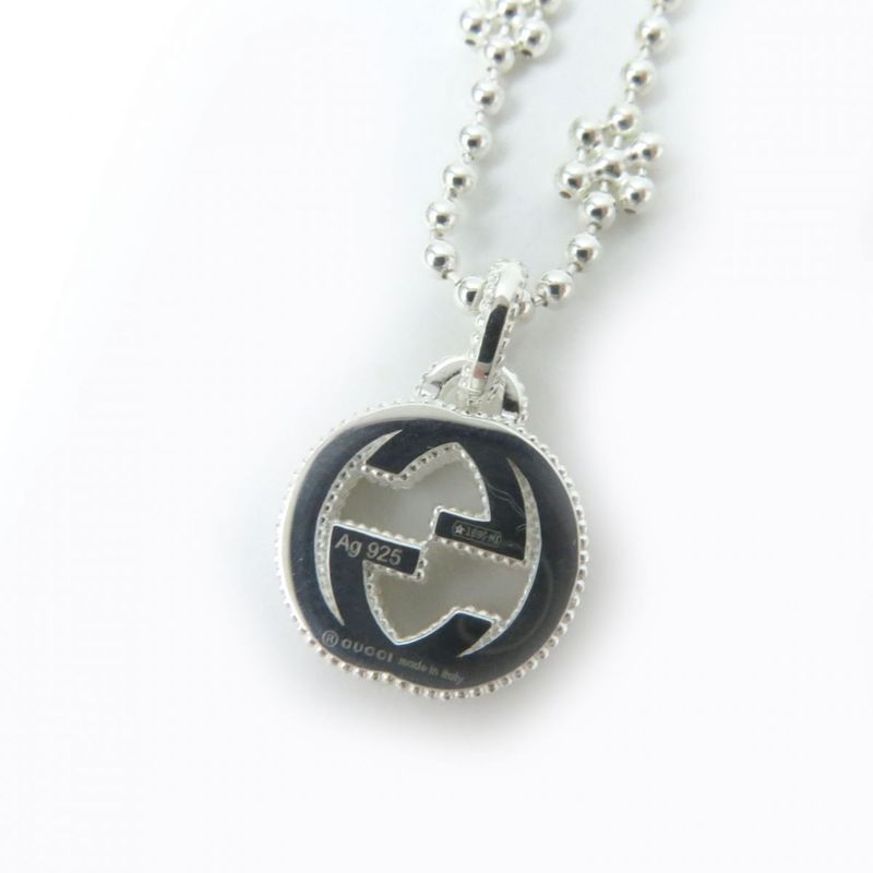 Gucci 479221 Interlocking G Ag925 Ball Chain Necklace/pendant Silver Weight