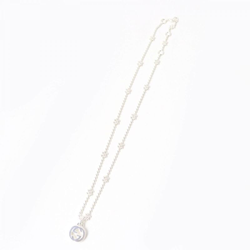 Gucci 479221 Interlocking G Ag925 Ball Chain Necklace/pendant Silver Weight