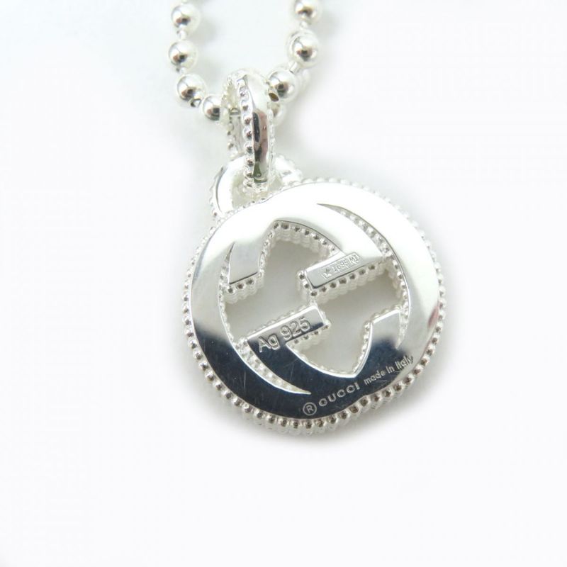 Gucci 479221 Interlocking G Ag925 Ball Chain Necklace/pendant Silver Weight