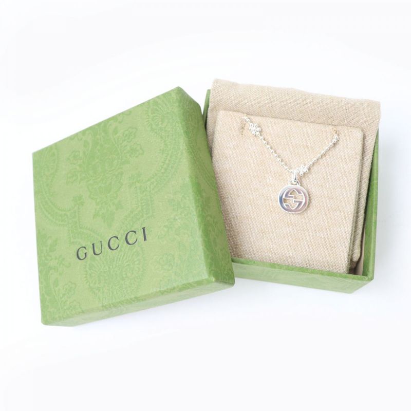 Gucci 479221 Interlocking G Ag925 Ball Chain Necklace/pendant Silver Weight