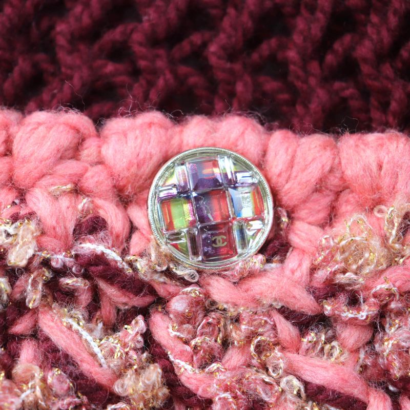 CHANEL P72932 100% Cashmere Mixed Knit Thick Knit Cardigan With Coco Mark