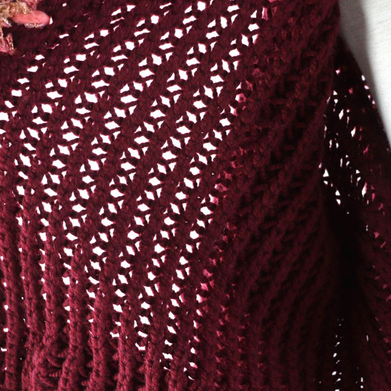 CHANEL P72932 100% Cashmere Mixed Knit Thick Knit Cardigan With Coco Mark