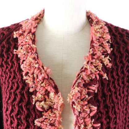 CHANEL P72932 100% Cashmere Mixed Knit Thick Knit Cardigan With Coco Mark
