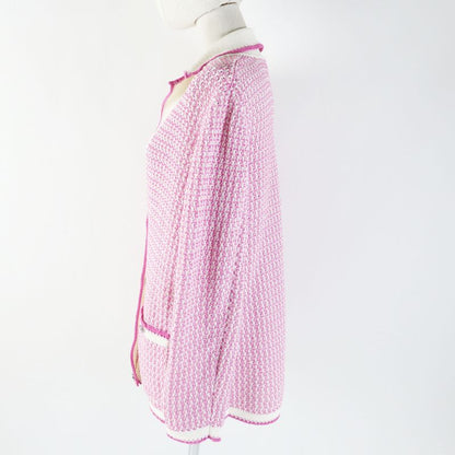 CHANEL 22SS P72239 100% Cotton Cardigan/knit Jacket With Lion Logo Buttons