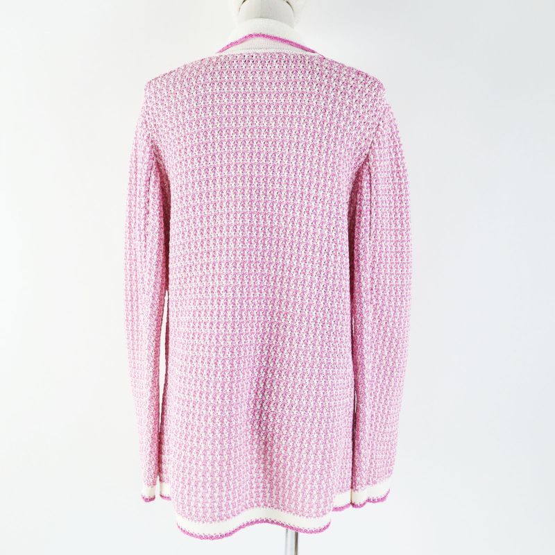 CHANEL 22SS P72239 100% Cotton Cardigan/knit Jacket With Lion Logo Buttons