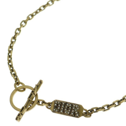 DIOR Jadior Rhinestone Logo Necklace Pendant Chain Gold X Silver GP