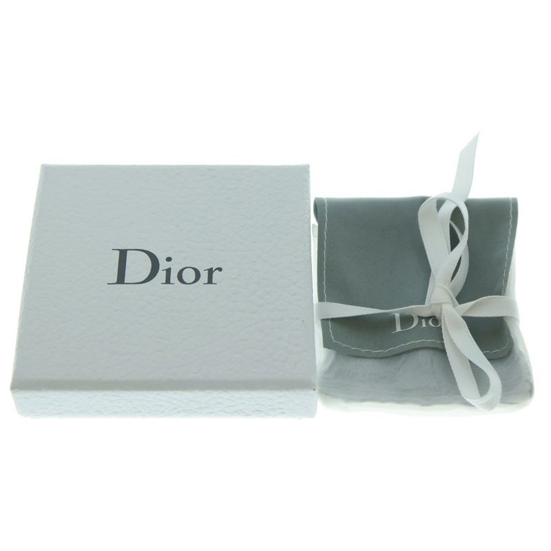 DIOR Jadior Rhinestone Logo Necklace Pendant Chain Gold X Silver GP