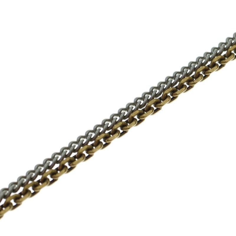 DIOR Jadior Rhinestone Logo Necklace Pendant Chain Gold X Silver GP