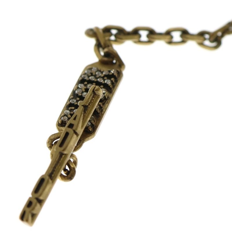 DIOR Jadior Rhinestone Logo Necklace Pendant Chain Gold X Silver GP