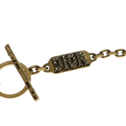 DIOR Jadior Rhinestone Logo Necklace Pendant Chain Gold X Silver GP