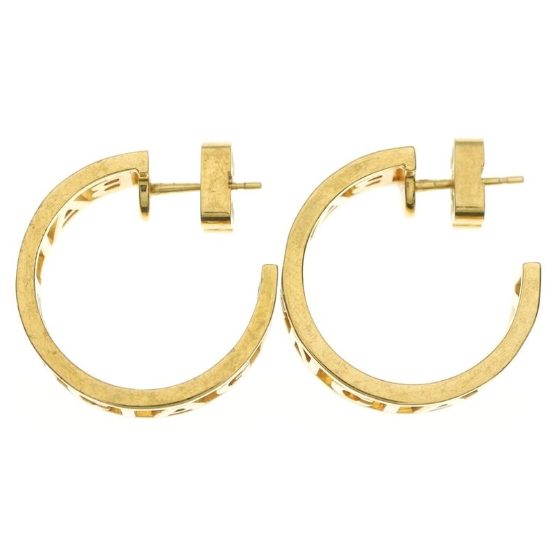 Balenciaga LOGO HOOP Pierce Logo Hoop Earrings Gold