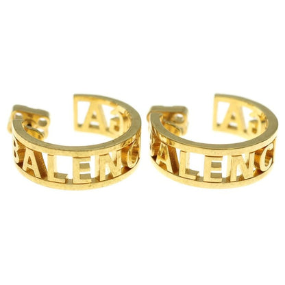 Balenciaga LOGO HOOP Pierce Logo Hoop Earrings Gold