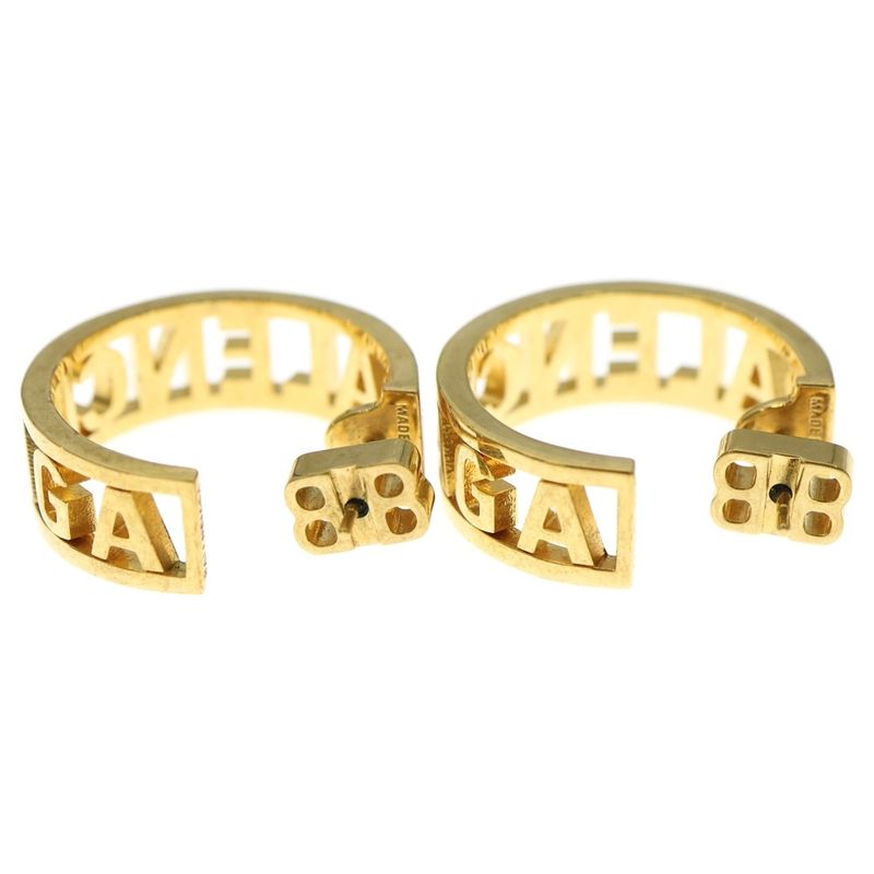 Balenciaga LOGO HOOP Pierce Logo Hoop Earrings Gold