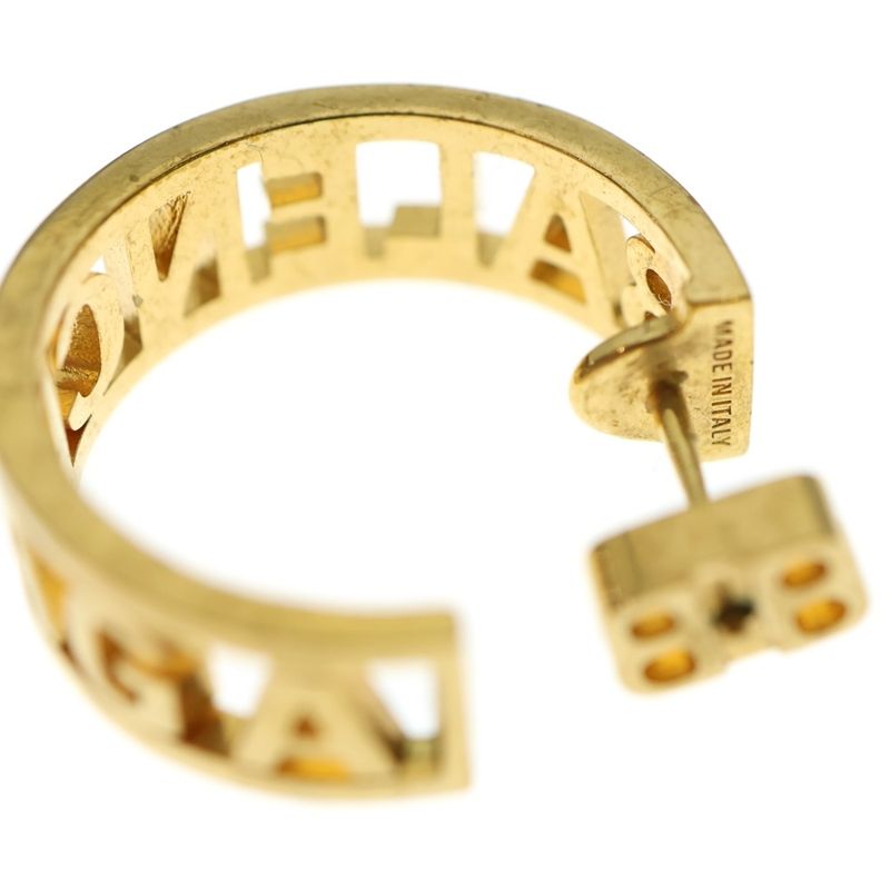 Balenciaga LOGO HOOP Pierce Logo Hoop Earrings Gold