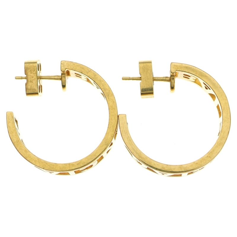 Balenciaga LOGO HOOP Pierce Logo Hoop Earrings Gold