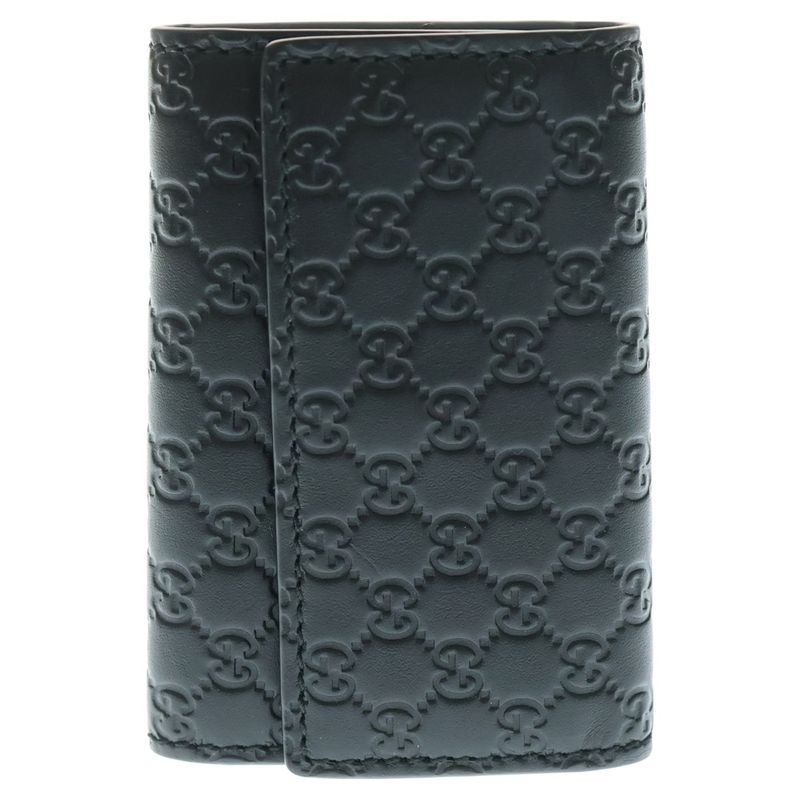 Guccissima Key Case Key Ring Bagcharm Black Leather 150402 Silverhardware