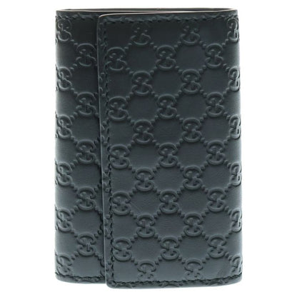 Guccissima Key Case Key Ring Bagcharm Black Leather 150402 Silverhardware