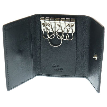 Guccissima Key Case Key Ring Bagcharm Black Leather 150402 Silverhardware