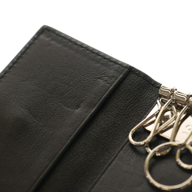 Guccissima Key Case Key Ring Bagcharm Black Leather 150402 Silverhardware