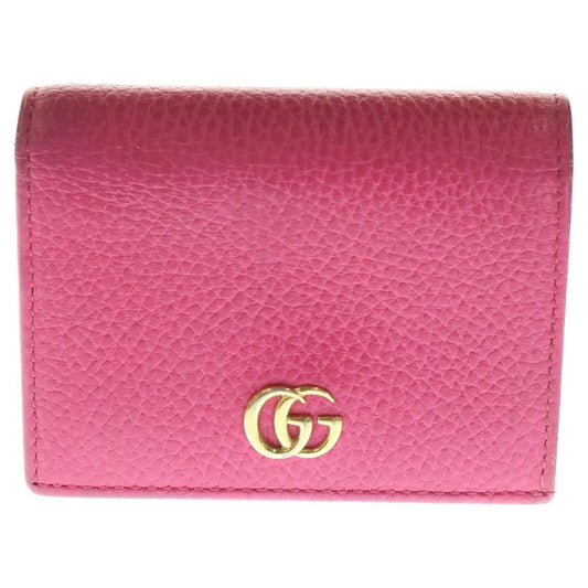 Gucci GG Marmont Bifold Wallet Compact Wallet Card Case Pink Leather 456126